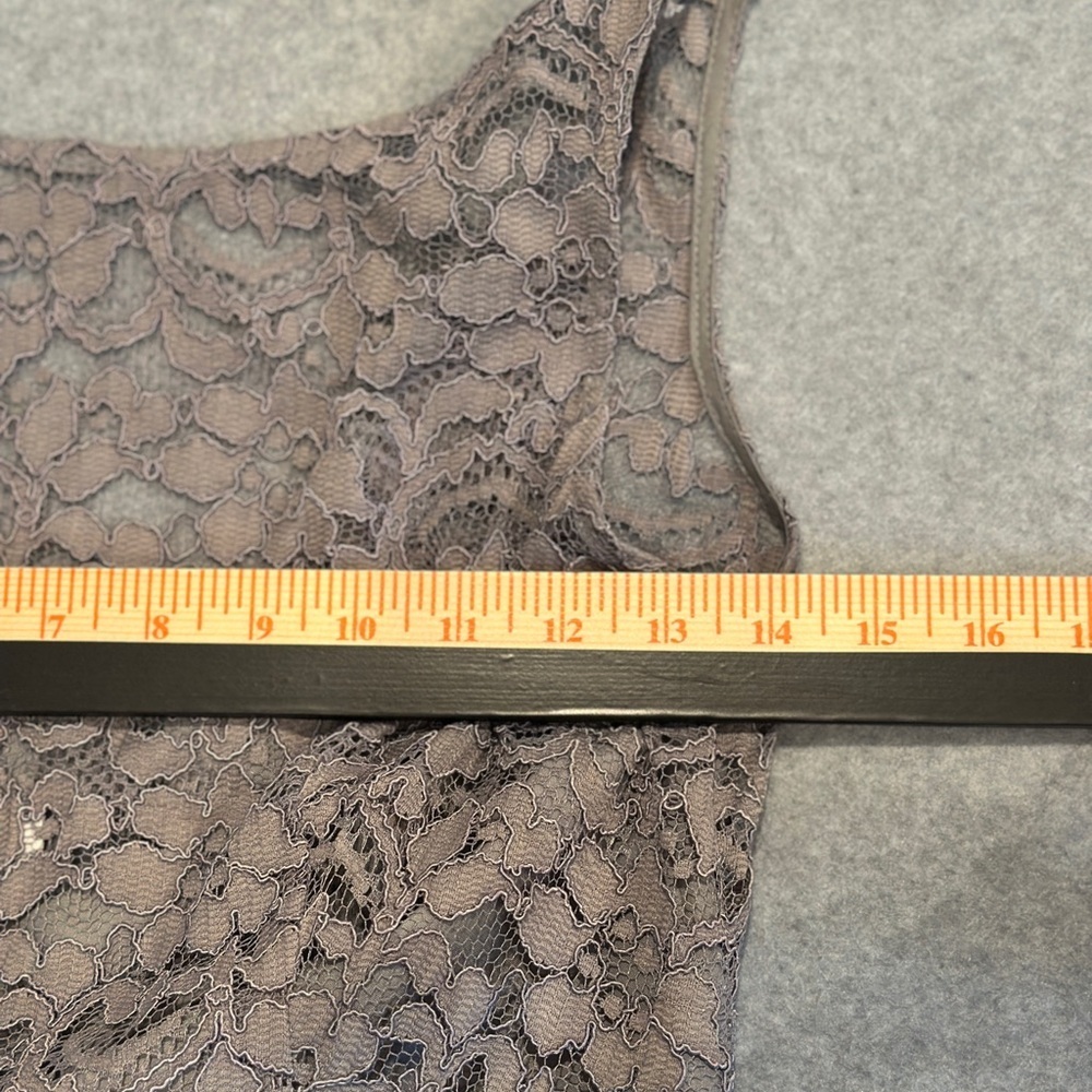 David's Bridal Dusty Grey Lace Midi Dress - Picture 7 of 8
